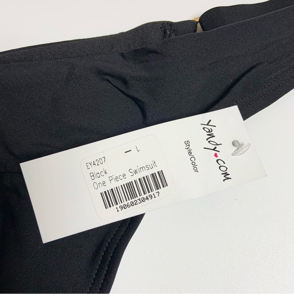 Yandy Plunge Pool One Piece Swimsuit Black Size Large One Piece Swimwear NEW - Picture 10 of 11